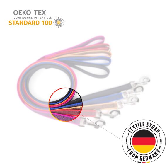 IDC Color & Gray gumierte Leine, 14 mm x 0,45 m ohne Schlaufe, Blau-Grau