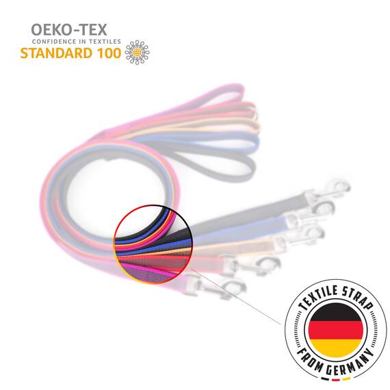 IDC Color & Gray gumierte Leine, 20 mm x 5 m mit Schlaufe, Schwarz-Grau