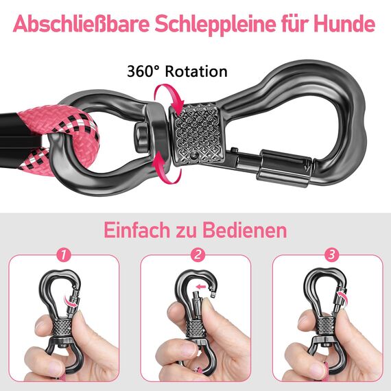 X XBEN Schleppleine für Hunde, 10M Starke Hundeleine mit Bequemen Gepolsterter Griff, Trainingsleine Laufleine für Kleine Mittlere Große Hunde, Abschließbarer Karabiner