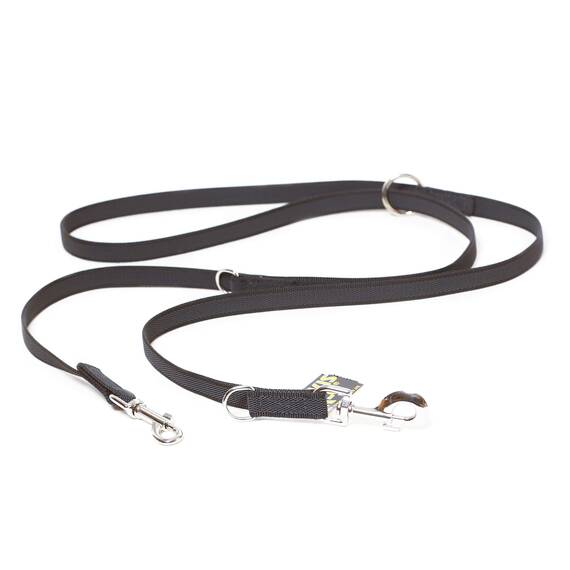 IDC Color & Gray verstellbare Leine mit Doppelkarabiner, 20 mm x 2,2 m, Schwarz-Grau