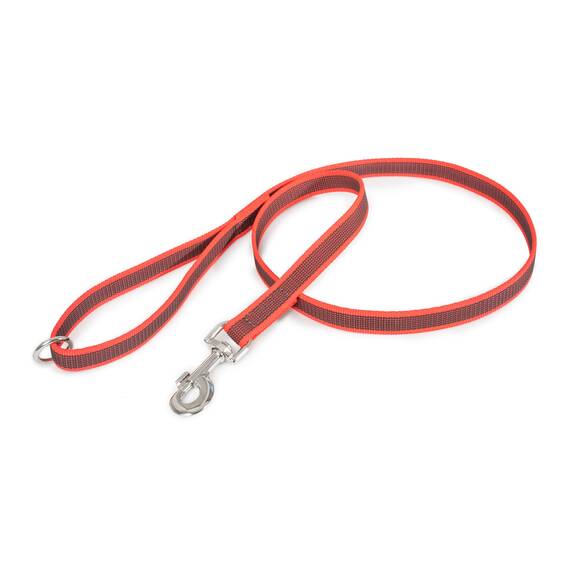 IDC Color & Gray gumierte Leine, 20 mm x 1,2 m mit Schlaufe und O-Ring, Rot-Grau