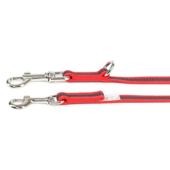 IDC Color & Gray verstellbare Leine mit Doppelkarabiner, 14 mm x 2,2 m, Rot-Grau