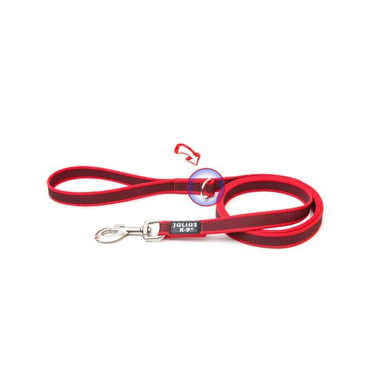 IDC Color & Gray gumierte Leine, 20 mm x 1,8 m mit Schlaufe und D-Ring, Rot-Grau