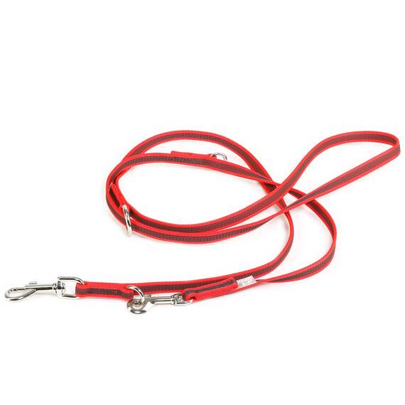 IDC Color & Gray verstellbare Leine mit Doppelkarabiner, 14 mm x 2,2 m, Rot-Grau