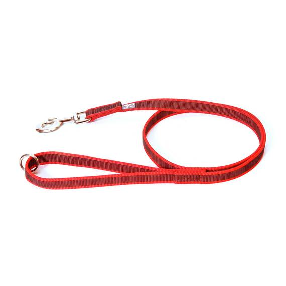 IDC Color & Gray gumierte Leine, 20 mm x 1,2 m mit Schlaufe und O-Ring, Rot-Grau