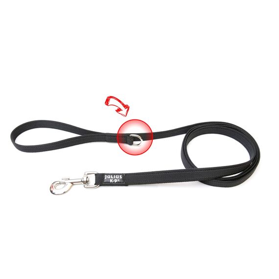 IDC Color & Gray gumierte Leine, 14 mm x 1,8 m mit Schlaufe, Schwarz-Grau