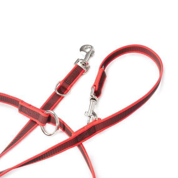 IDC Color & Gray verstellbare Leine mit Doppelkarabiner, 20 mm x 2,2 m, Rot-Grau