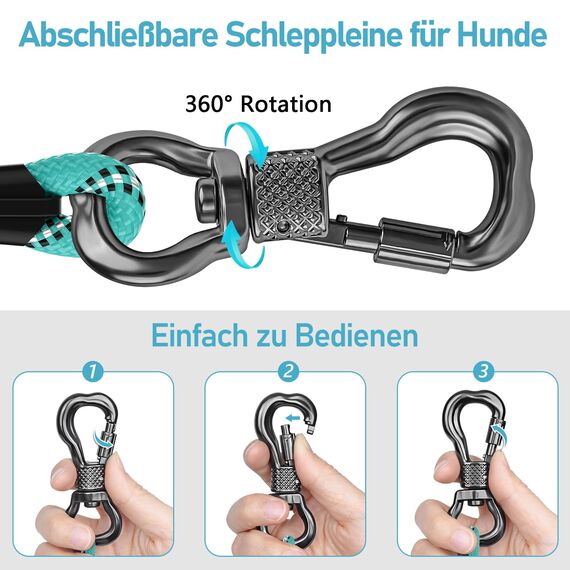 X XBEN Schleppleine für Hunde 3M 5M 6M 9M 10M 15M 20M 25M 30M,Starke Hundeleine mit Abschließbarer Karabine, Trainingsleine Laufleine für Kleine Mittlere Große Hunde, Bequemen Gepolsterter Griff