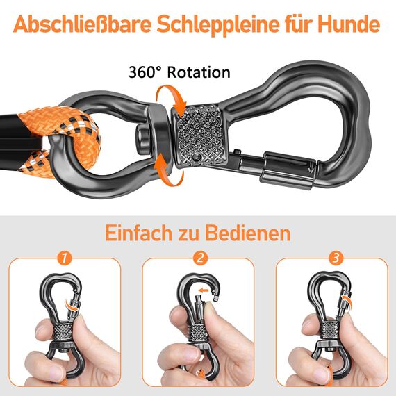 X XBEN Schleppleine für Hunde, 15M Starke Hundeleine mit Bequemen Gepolsterter Griff, Trainingsleine Laufleine für Kleine Mittlere Große Hunde, Abschließbarer Karabiner, Orange