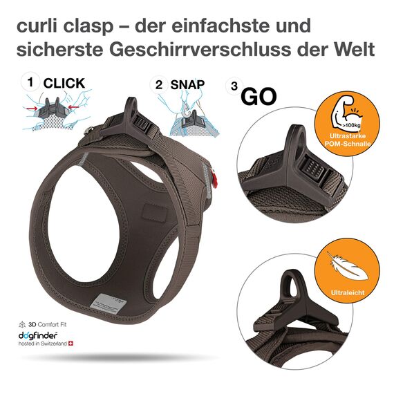 Vest Harness curli Clasp Air-Mesh Brown 3XS