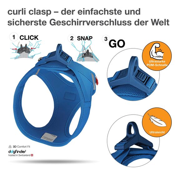 Vest Harness curli Clasp Air-Mesh Blue XL