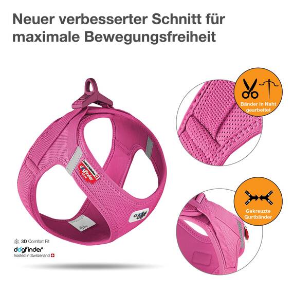 Curli Vest Harness Clasp Air-Mesh Fuchsia 3XS