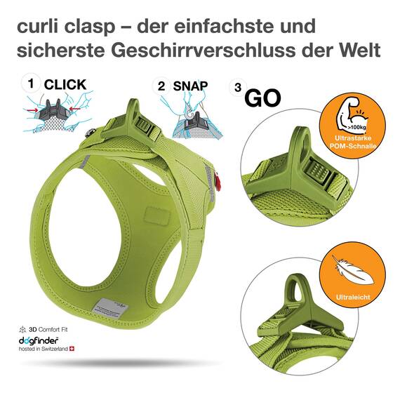 Vest Harness curli Clasp Air-Mesh Lime 3XS