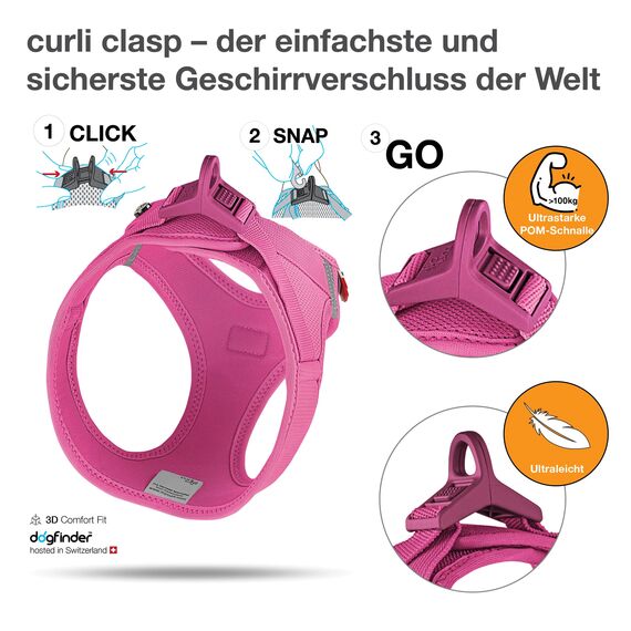 Vest Harness curli Clasp Air-Mesh Fuchsia 2XS