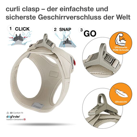 Vest Harness curli Clasp Air-Mesh Light-Tan M