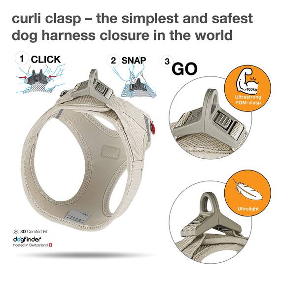 Vest Harness curli Clasp Air-Mesh Light-Tan S