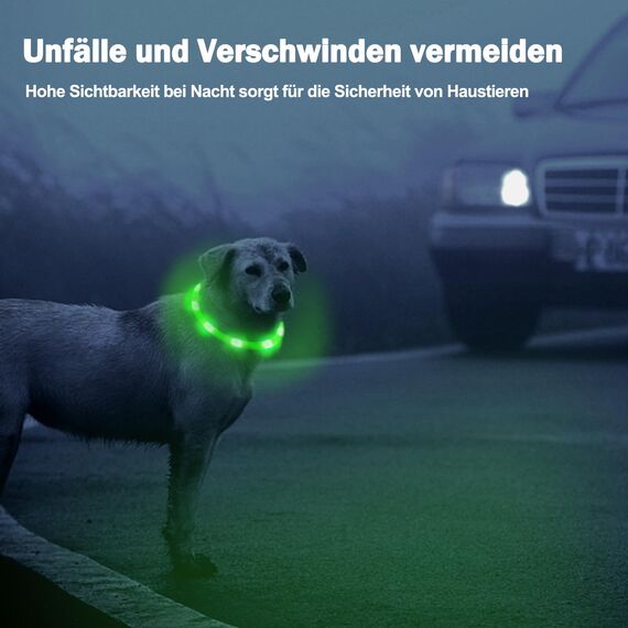 Nepfaivy Leuchthalsband Hund USB Aufladbar - Wasserdichtes Hundehalsband Leuchtend mit Verstellbarer Länge, LED Halsband für Hunde mit 3 Beleuchtungsmodi für Sicherheit, Rot