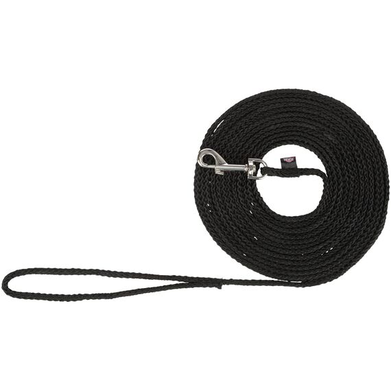 TRIXIE Schleppleine S–M, 5 m ø 5 mm in schwarz - Lange Hundeleine für Training und Outdoor - für kleine bis mittelgroße Hunde - 19751
