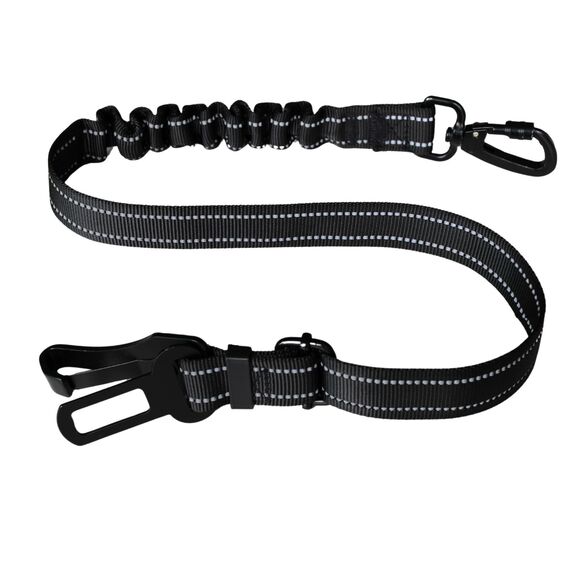 EASERIA Hunde Anschnallgurt fürs Auto, Premium Hund Sicherheitsgurt, Elastische Hundegurt, Länge 53-72- 91 cm, für Alle Hunde, Schwarz- Silberne Punkte