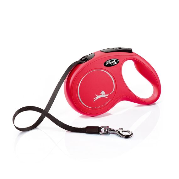 flexi® Classic M | 5m Gurt Roll-Leine für Hunde bis 25 kg | Rot | ausziehbare Hundeleine | Gewicht 274 gr | Maße 11.6 x 18.8 cm