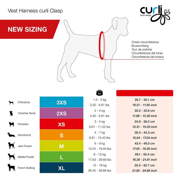 Vest Harness curli Clasp Air-Mesh Red 2XS