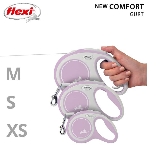 flexi® Comfort M Gurt 5 m rosa, Roll-Leine für Hunde bis 25 kg