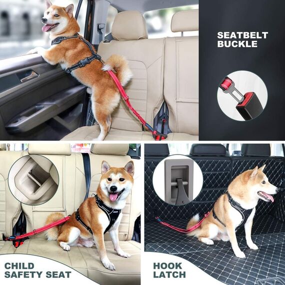 IOKHEIRA Hunde Sicherheitsgurt für Auto (Rot)