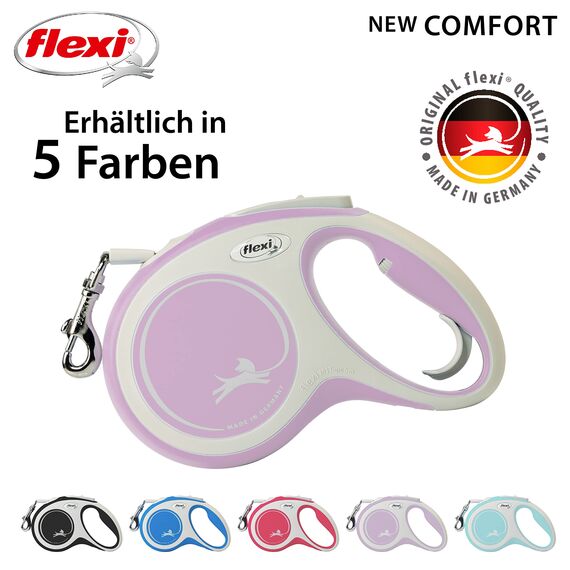 flexi® Comfort M Gurt 5 m rosa, Roll-Leine für Hunde bis 25 kg
