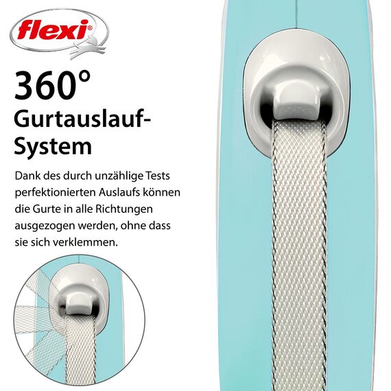 flexi® Comfort S Gurt 5 m hellblau, Roll-Leine für Hunde bis 15 kg