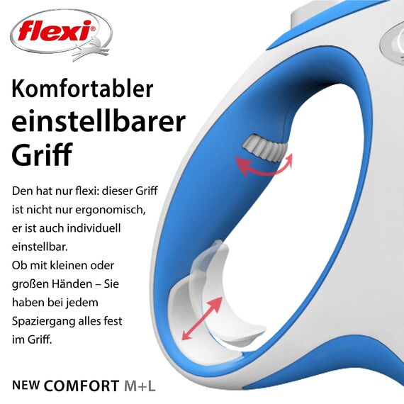 flexi® Comfort M Gurt 5 m blau, Roll-Leine für Hunde bis 25 kg