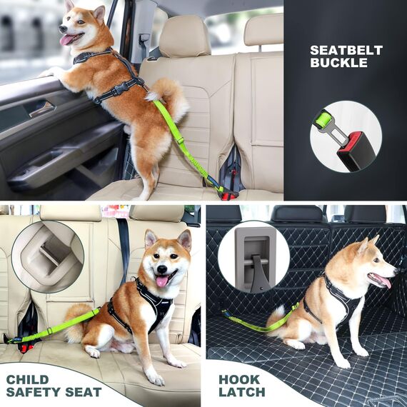 IOKHEIRA Hunde Sicherheitsgurt für Auto (Neongrün)