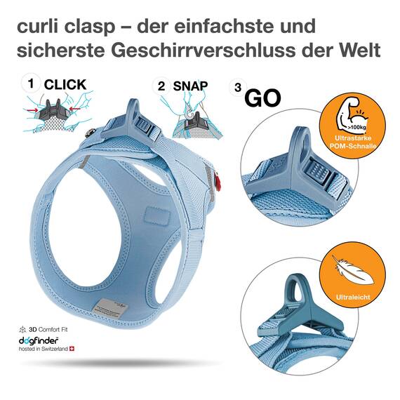 Vest Harness curli Clasp Air-Mesh Skyblue 2XS