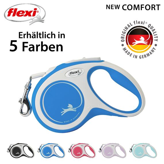 flexi® Comfort S Gurt 5 m blau, Roll-Leine für Hunde bis 15 kg