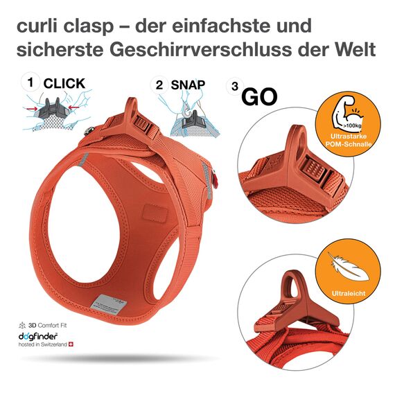 Vest Harness curli Clasp Air-Mesh Sun Orange L