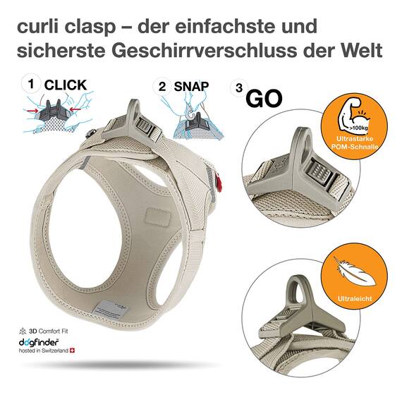 Vest Harness curli Clasp Air-Mesh Light-Tan XL