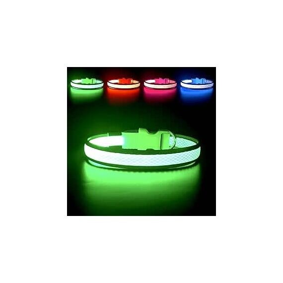 YFbrite Leuchtendes Hundehalsband, LED-Hundehalsband, Voll Beleuchtetes Blinkendes Hundehalsband, Voll Einstellbares Reflektierendes Hundehalsband, Sicherheit Leuchtet Nachts für Alle Hunde (Grün, M)