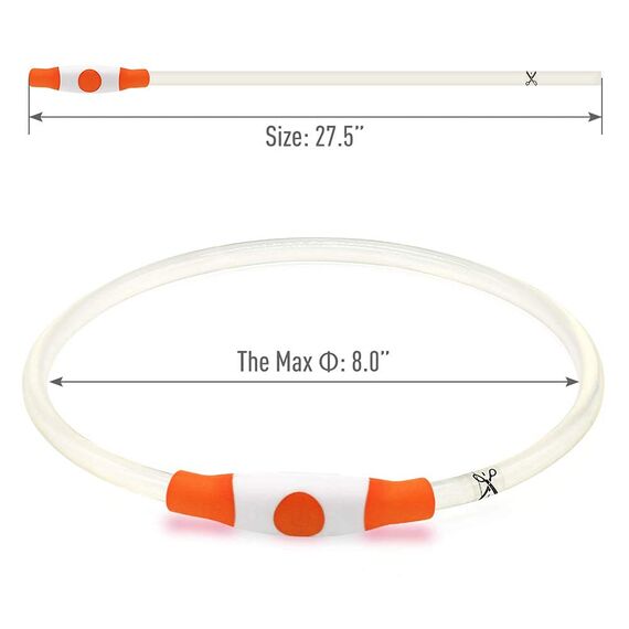iTayga leuchthalsband Hund, USB-aufladbar und wasserdicht hundehalsband, verstellbare Länge, Sicherheitshalsband für Hunde und Katzen, 3 Modi, Orange
