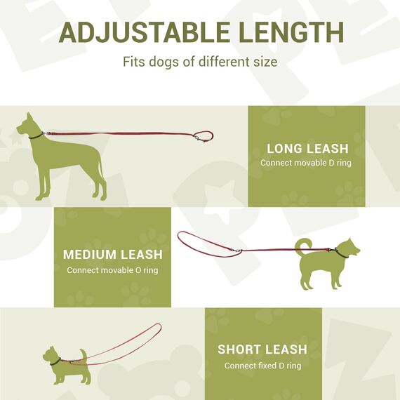 Hundeleine für Kleine & Mittelgroße Hunde bis 30 kg, 3 m Verstellbare Schleppleine Doppelleine, Verdickte Freihandleine Übungsleine Führleine aus Nylon mit 2 Karabiner, Weinrot