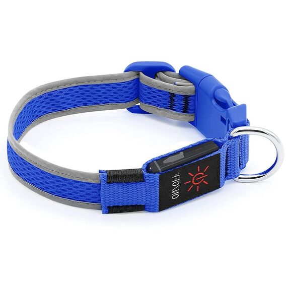 YFbrite Leuchtendes Hundehalsband, wiederaufladbares LED-Hundehalsbands, blinkendes verstellbares reflektierendes Hundehalsbands, Sicherheit leuchtet bei Nacht (Blau, S)
