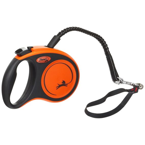 flexi® Xtreme S Gurt 5 m schwarz/orange, Roll-Leine für Hunde bis 20 kg
