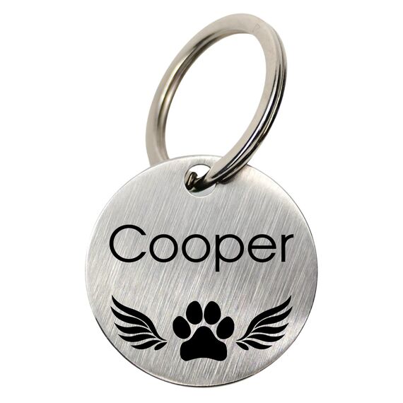 WIENS3D Hundemarke mit Gravur - Personalisiert mit Name - 23mm Namensschild für Halsband Anhänger Marke für Hunde - mit Symbolauswahl - Tiermarke für Hunde, Katzen & Welpen (23 mm_Model_2)