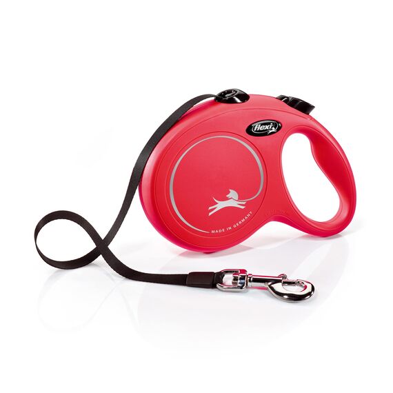 flexi® Classic L | 5m Gurt Roll-Leine für Hunde bis 50 kg | Rot | ausziehbare Hundeleine | Gewicht 347.2 gr | Maße 12.9 x 18.8 cm