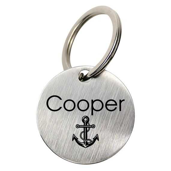 WIENS3D Hundemarke mit Gravur - Personalisiert mit Name - 30mm Namensschild für Halsband Anhänger Marke für Hunde - mit Symbolauswahl - Tiermarke für Hunde, Katzen & Welpen (30 mm_Model_2)