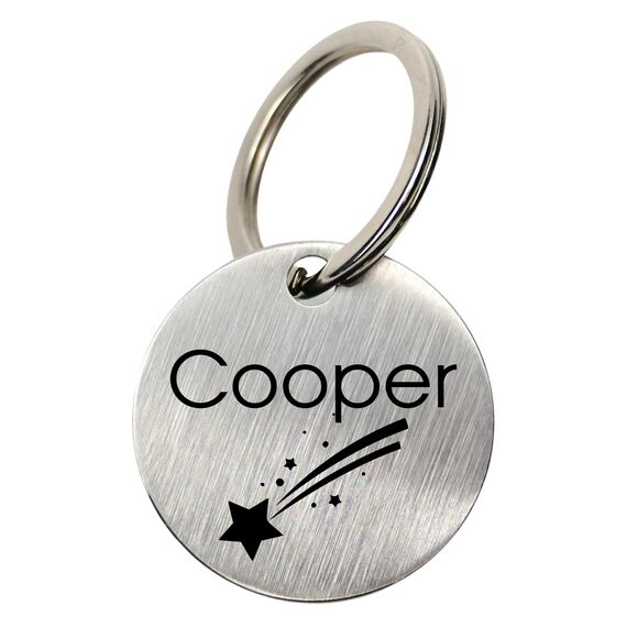 WIENS3D Hundemarke mit Gravur - Personalisiert mit Name - 23mm Namensschild für Halsband Anhänger Marke für Hunde - mit Symbolauswahl - Tiermarke für Hunde, Katzen & Welpen (23 mm_Model_2)