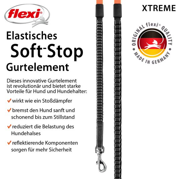 flexi® Xtreme XS Gurt 3 m schwarz/orange, Roll-Leine für Hunde bis 15 kg. Nur 149 gr. leichte Taschenleine im Miniformat 9 x 12,3 cm, Griffgröße für 3-Finger