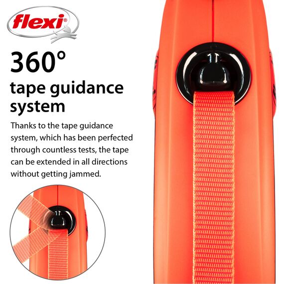 flexi® Xtreme M Gurt 5 m schwarz/orange, Roll-Leine für Hunde bis 35 kg