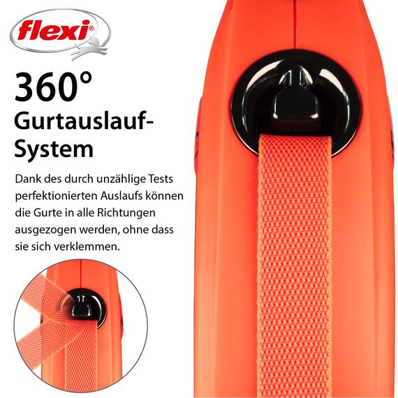 flexi® Xtreme L Gurt 5 m schwarz/orange, Roll-Leine für Hunde bis 65 kg