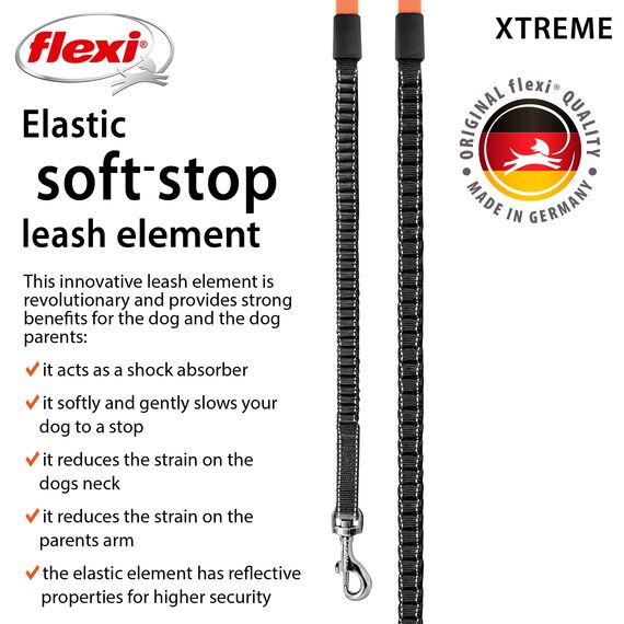 flexi® Xtreme M Gurt 5 m schwarz/orange, Roll-Leine für Hunde bis 35 kg