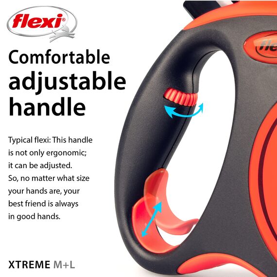 flexi® Xtreme M Gurt 5 m schwarz/orange, Roll-Leine für Hunde bis 35 kg