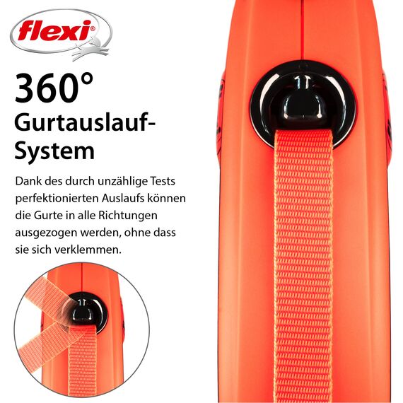 flexi® Xtreme XS Gurt 3 m schwarz/orange, Roll-Leine für Hunde bis 15 kg. Nur 149 gr. leichte Taschenleine im Miniformat 9 x 12,3 cm, Griffgröße für 3-Finger